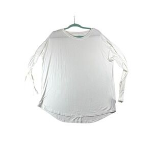 GAP Women's Luxe T-Shirt Long Sleeve Top Size L White Rayon Blend Comfy